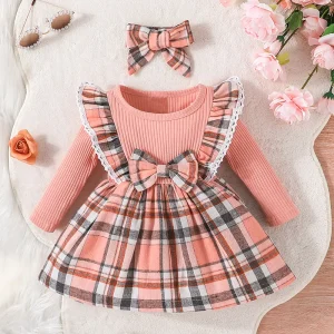 Robe princesse à carreaux pour bébé fille (3 mois à 3 ans)