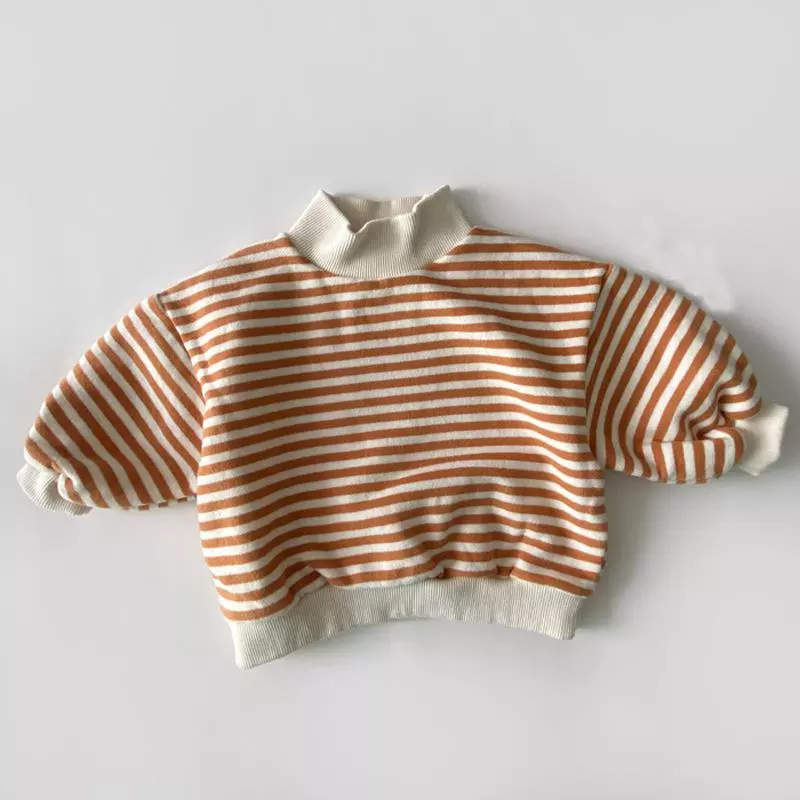 Sweat-shirt rayé confortable à col montant pour bébé – Image 9