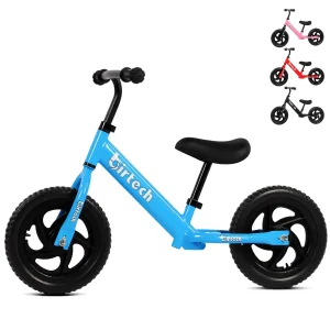 Draisienne pour enfants de 2, 3, 4 ans - Vélo léger sans pédales pour enfants de 3 à 6 ans avec guidon réglable (bleu/rose/rouge/noir)