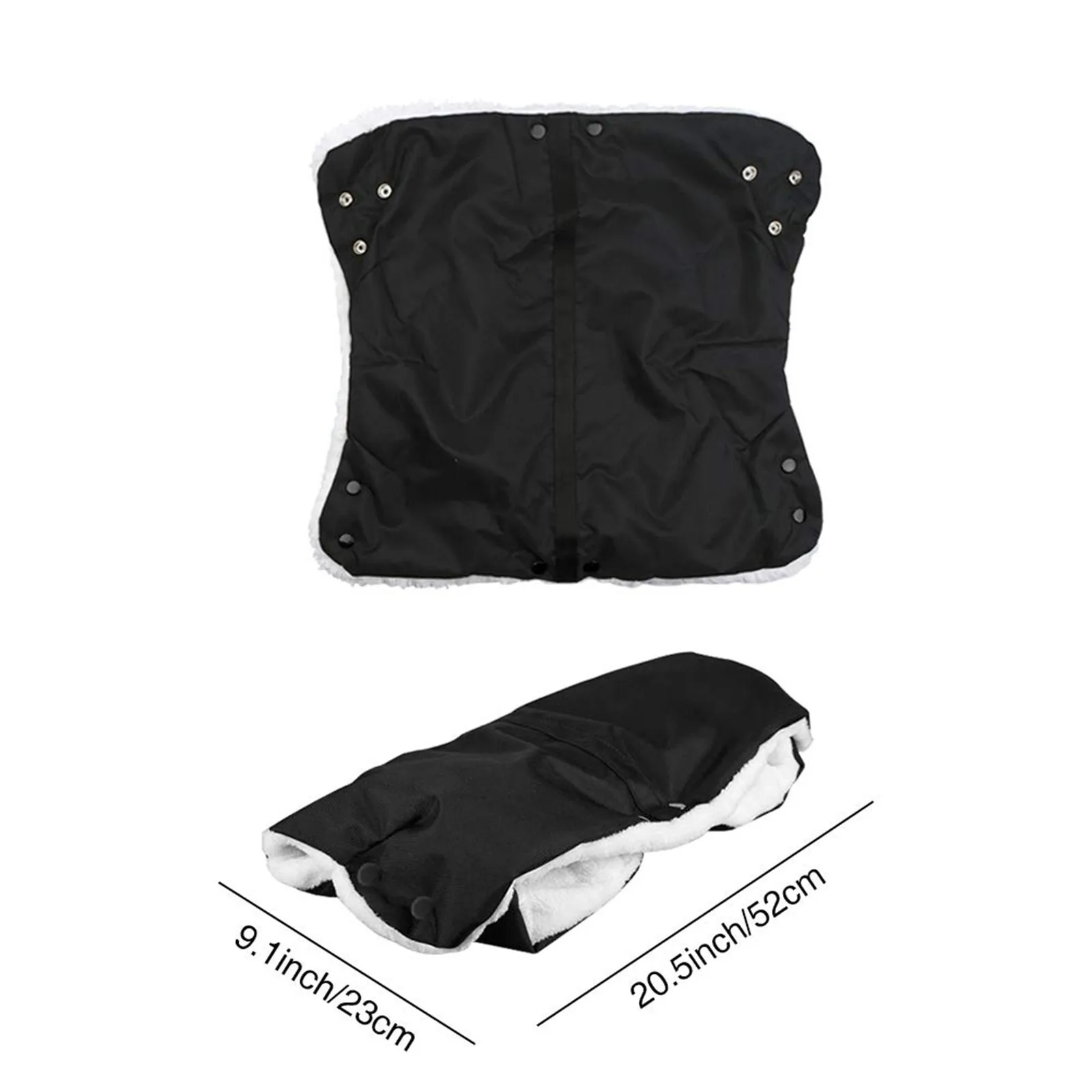 Manchon hiver pour poussette, protection imperméable pour mains de poussette avec doublure polaire, taille universelle pour poignées simples de poussettes (Noir) – Image 6