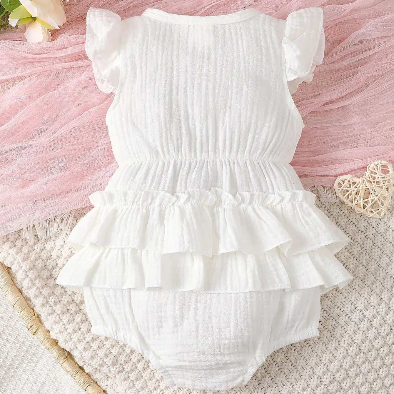 Robe blanche dos nu pour nouveau-né fille – Image 2
