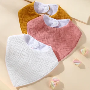 Lot de 3 bavoirs imperméables en mousseline de coton pour bébé