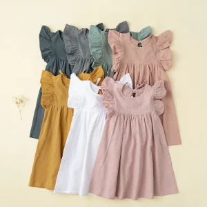Robe salopette à nouer dans le dos pour bébé fille : vêtements d'été décontractés en coton