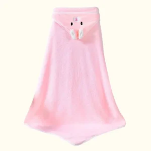 Serviette de bain à capuche en polaire corail, motif dessin animé mignon, pour enfants