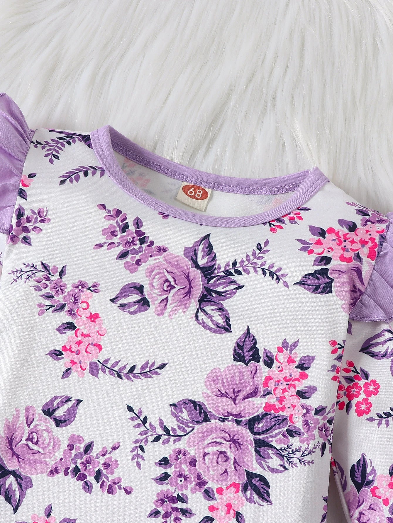 Ensemble barboteuse à imprimé floral pour nouveau-né fille avec bandeau à nœud – Image 3