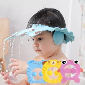 Bonnet de douche pour bébé avec protection auditive
