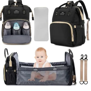 Sac à dos pliable pour lit bébé avec matelas à langer et interface USB
