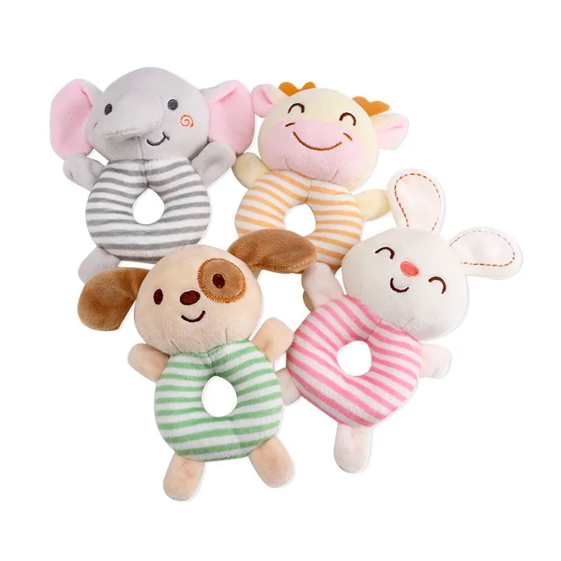 Nouveaux jouets hochets pour bébé : anneau de main en peluche avec animaux de dessin animé – Image 5