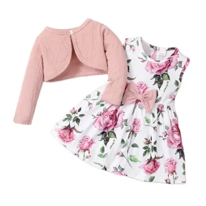 Ensemble de robe fleurie pour petites filles