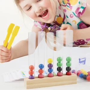 Jouet tube à essai à perles à clipser : jeu éducatif Montessori