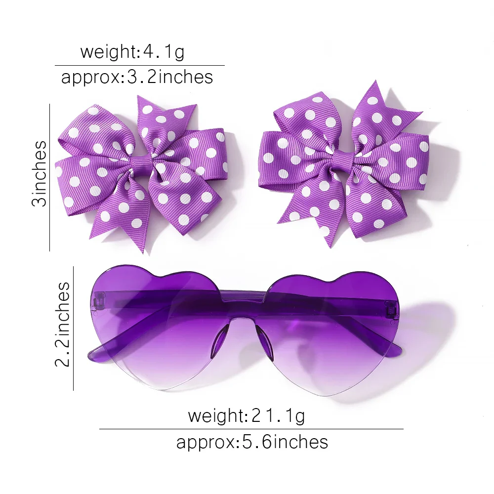 Ensemble d'épingles à cheveux pour enfants : jolies lunettes de soleil à pois et cœurs – Image 4