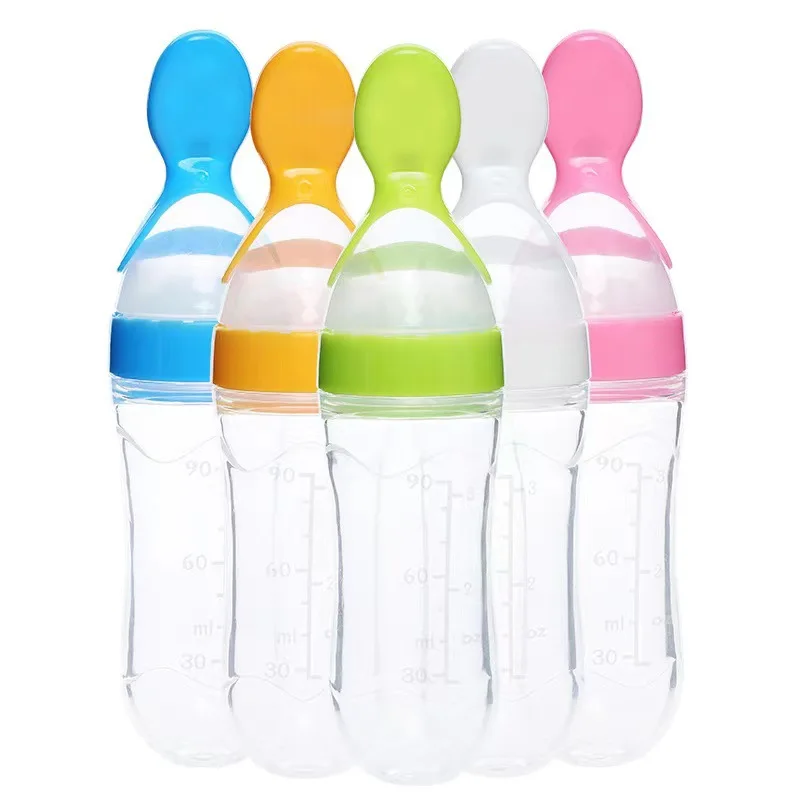 Cuillère d'apprentissage et biberon en silicone pour bébé – Image 4