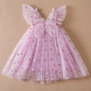 1Robe de fête d'anniversaire de princesse Lovebaby : robe en tulle avec nœud dans le dos et ailes