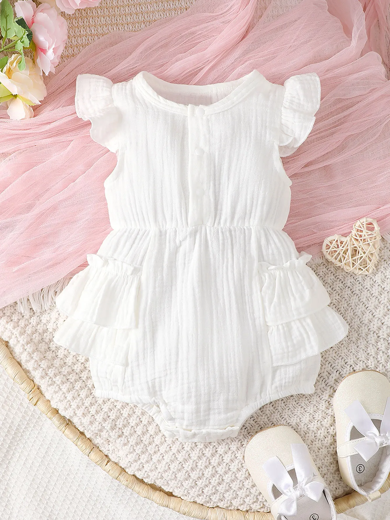 Robe blanche dos nu pour nouveau-né fille – Image 7