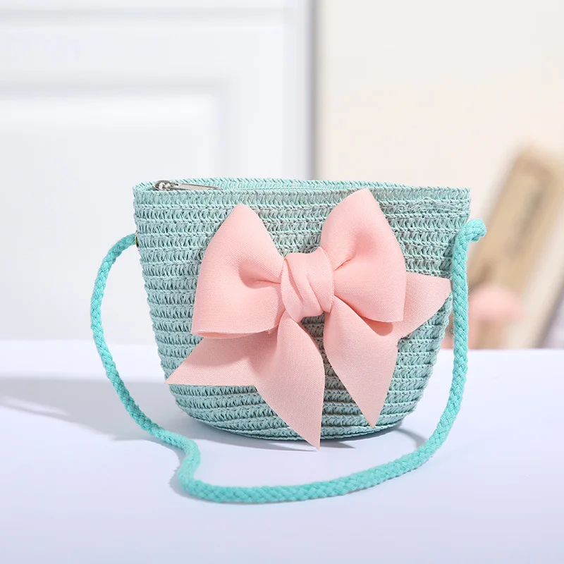 Sac bandoulière en paille avec nœud princesse pour bébé fille – Image 9