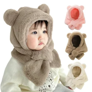 Bonnet et écharpe d'hiver en fausse fourrure pour enfants