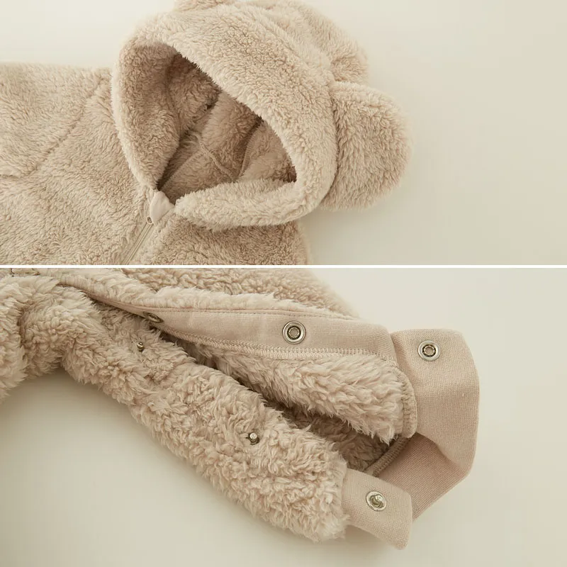 Barboteuse d'hiver en polaire pour bébé - Combinaison chaude à motif animal pour nouveau-nés – Image 6