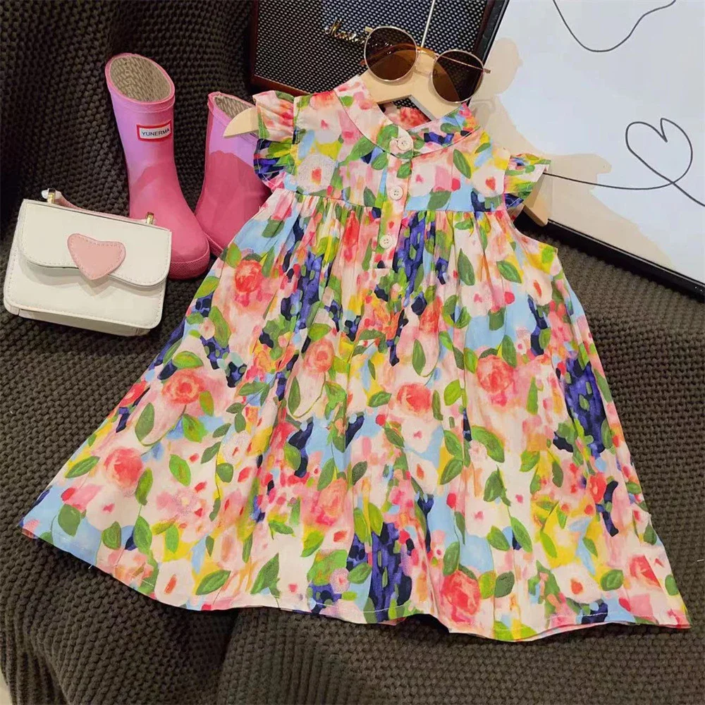 Robe à manches volantes et imprimé floral pour fille – Image 3