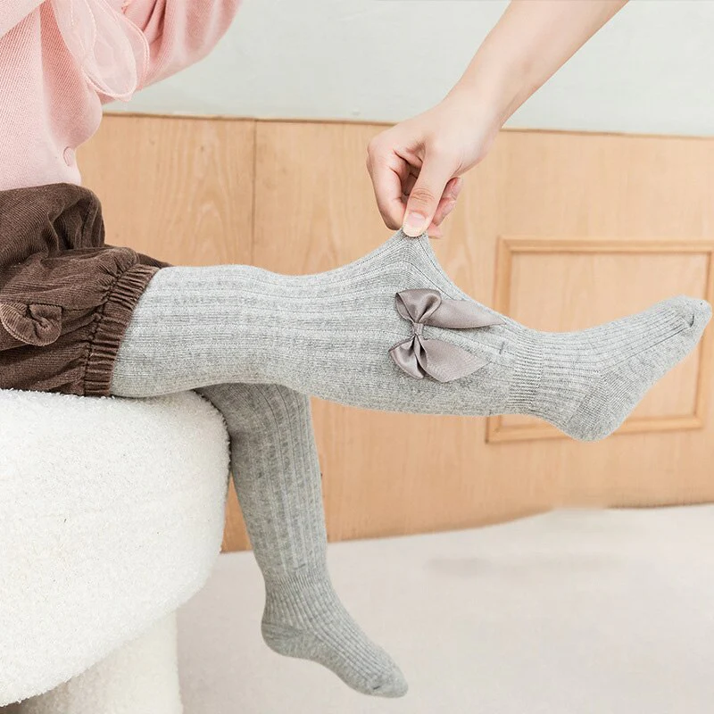 Collants mignons en coton avec nœud papillon pour filles – Image 9