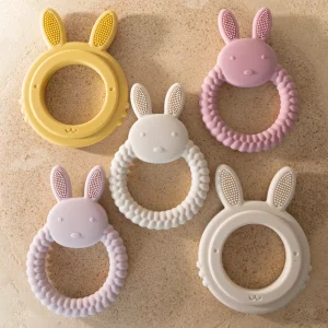 Anneau de dentition en silicone pour bébé en forme de lapin