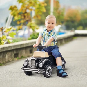 Voiture à pousser Mercedes-Benz 300S sous licence pour enfants – Voiture à pousser pour tout-petits avec fonction anti-basculement et rangement sous le siège (noir)