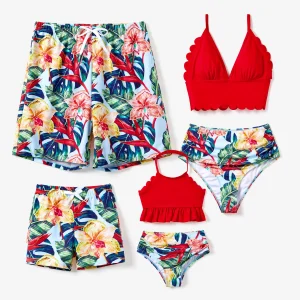 Maillot de bain familial décoré de fleurs
