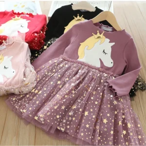 Robe de princesse licorne - Robes pour tout-petits (3-7 ans)