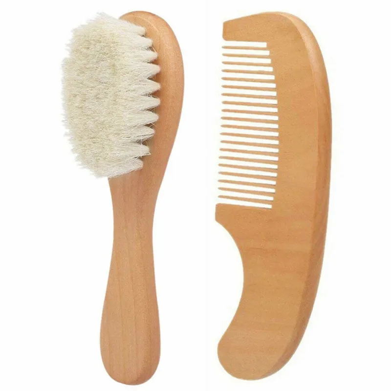 Ensemble brosse et peigne à cheveux en bois pour bébé : soins doux pour bébé – Image 3