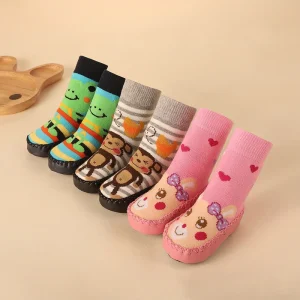 Chaussettes bébé animal mignon avec semelle antidérapante en caoutchouc