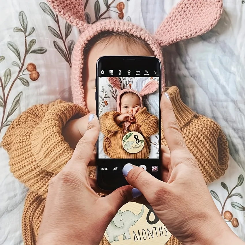 Cartes mensuelles en bois pour bébé - Ensemble de 7 pièces – Image 5