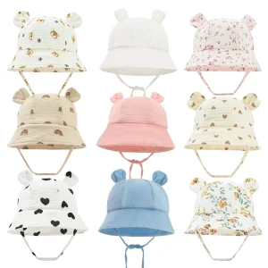 Chapeau de soleil en mousseline pour bébé : bob en coton pour filles et garçons