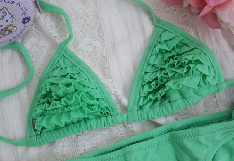 Maillots de bain d'été pour filles : bikini Falbala uni pour 8 à 14 ans – Image 5