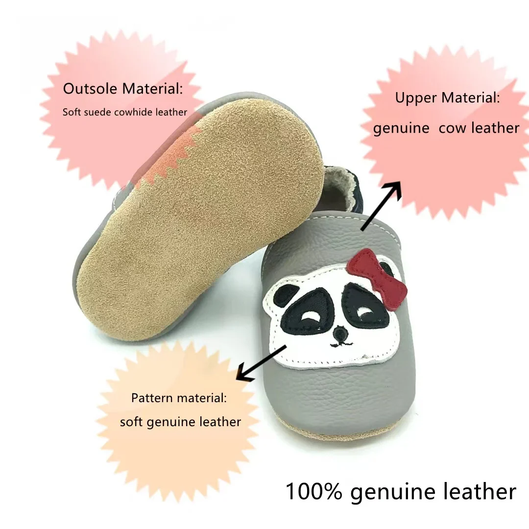 Chaussons bébé en cuir de vache - Semelles souples, chaussures antidérapantes pour bébé – Image 2