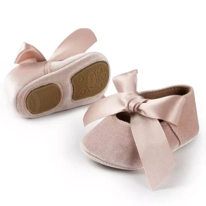 Chaussures princesse à nœud papillon - Chaussures premiers pas pour bébé à semelles souples