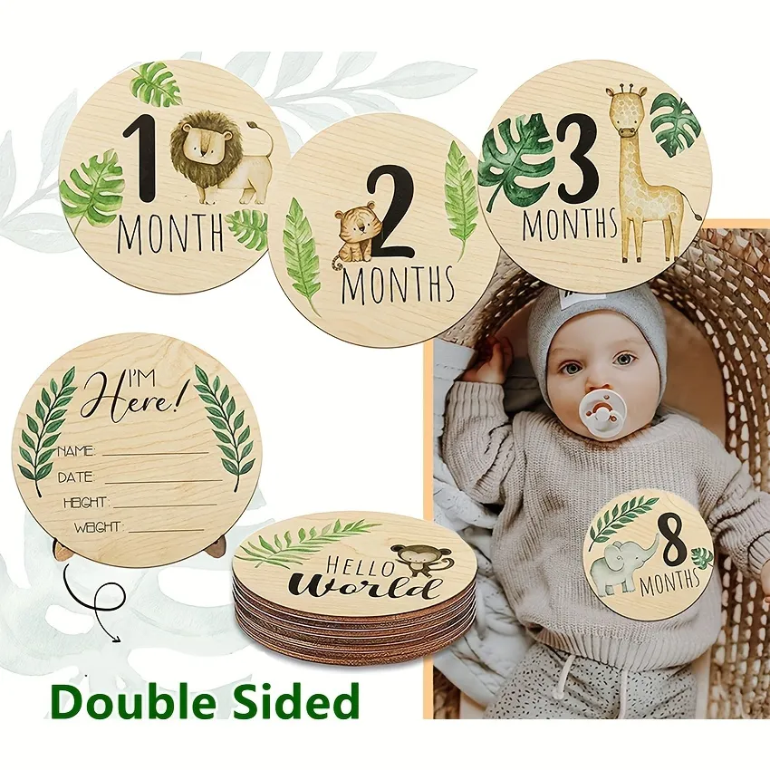 Cartes mensuelles en bois pour bébé - Ensemble de 7 pièces – Image 8