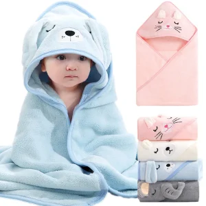 Serviette à capuche pour bébé motif animal de dessin animé - Un indispensable pour le bain