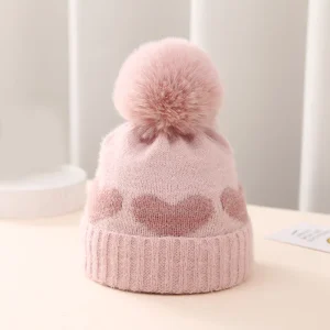 Bonnet en tricot imprimé cœur pour nouveau-nés