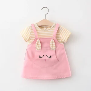 Robe de princesse rayée à motif chat pour bébé (6 mois à 24 mois)