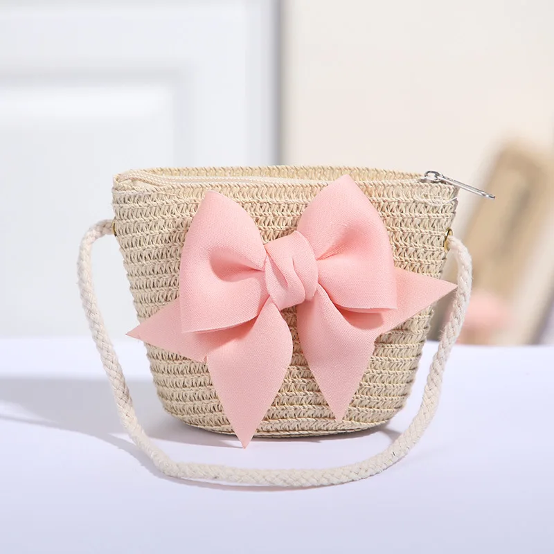 Sac bandoulière en paille avec nœud princesse pour bébé fille – Image 7