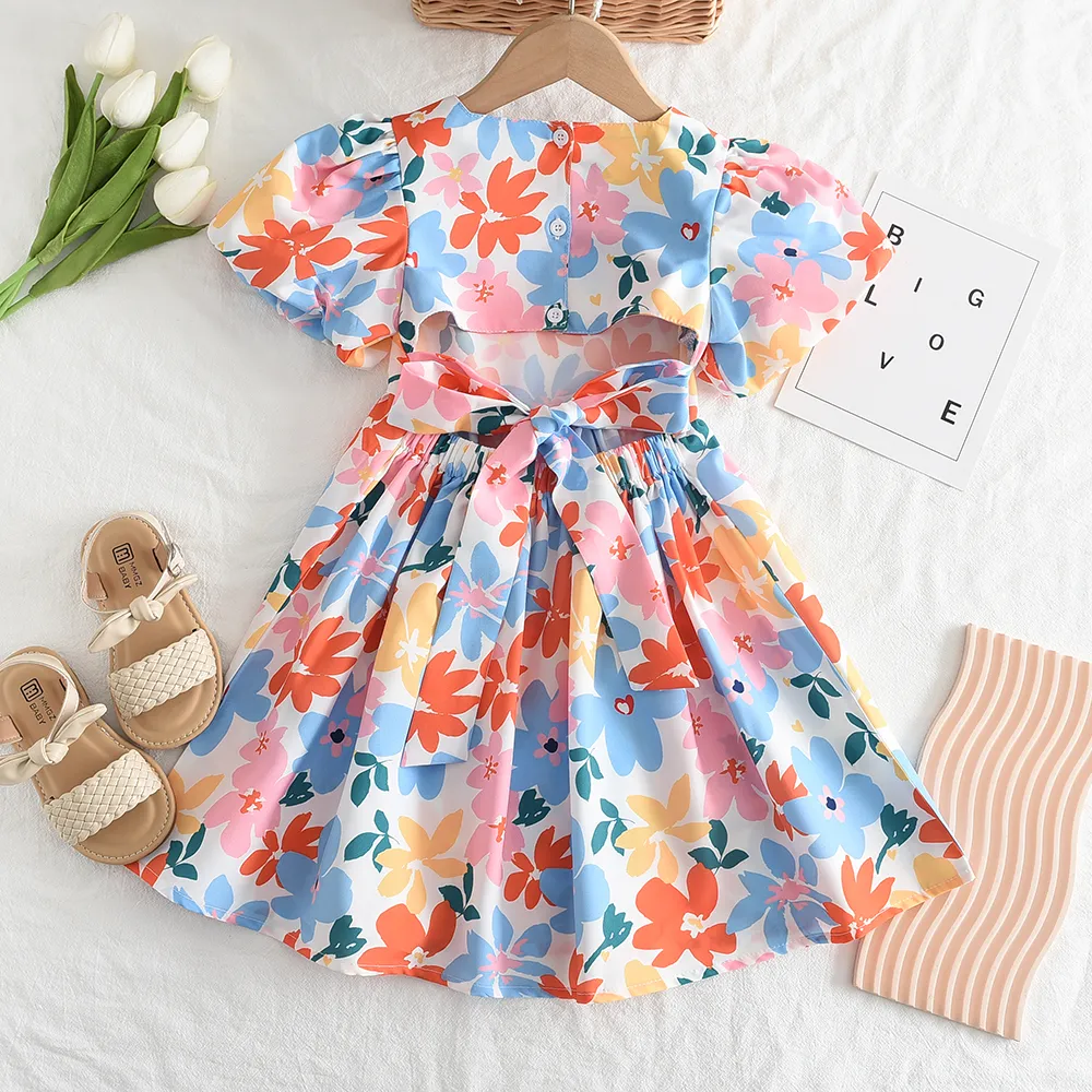 Robes fleuries d'été : Robes colorées à manches courtes pour filles – Image 6