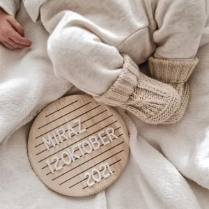 Tableau d'étapes pour bébé en chêne de style européen : accessoires pour messages à lettres rondes