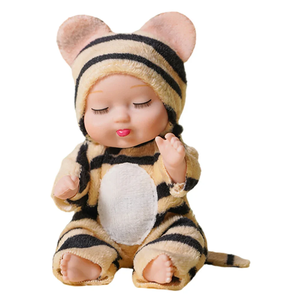 Set de mini poupées bébé reborn (6 pièces), poupées bébés endormis réalistes de 11 cm dans des tenues d'animaux mignons, articulations mobiles, cadeau parfait pour enfants de 3 ans et plus – Image 6