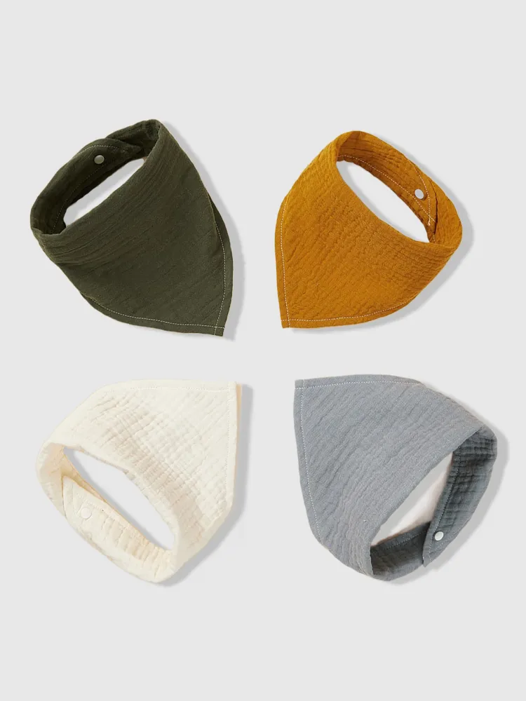 Bavoirs en coton bio : lot de 4 bavoirs super absorbants pour bébés – Image 4