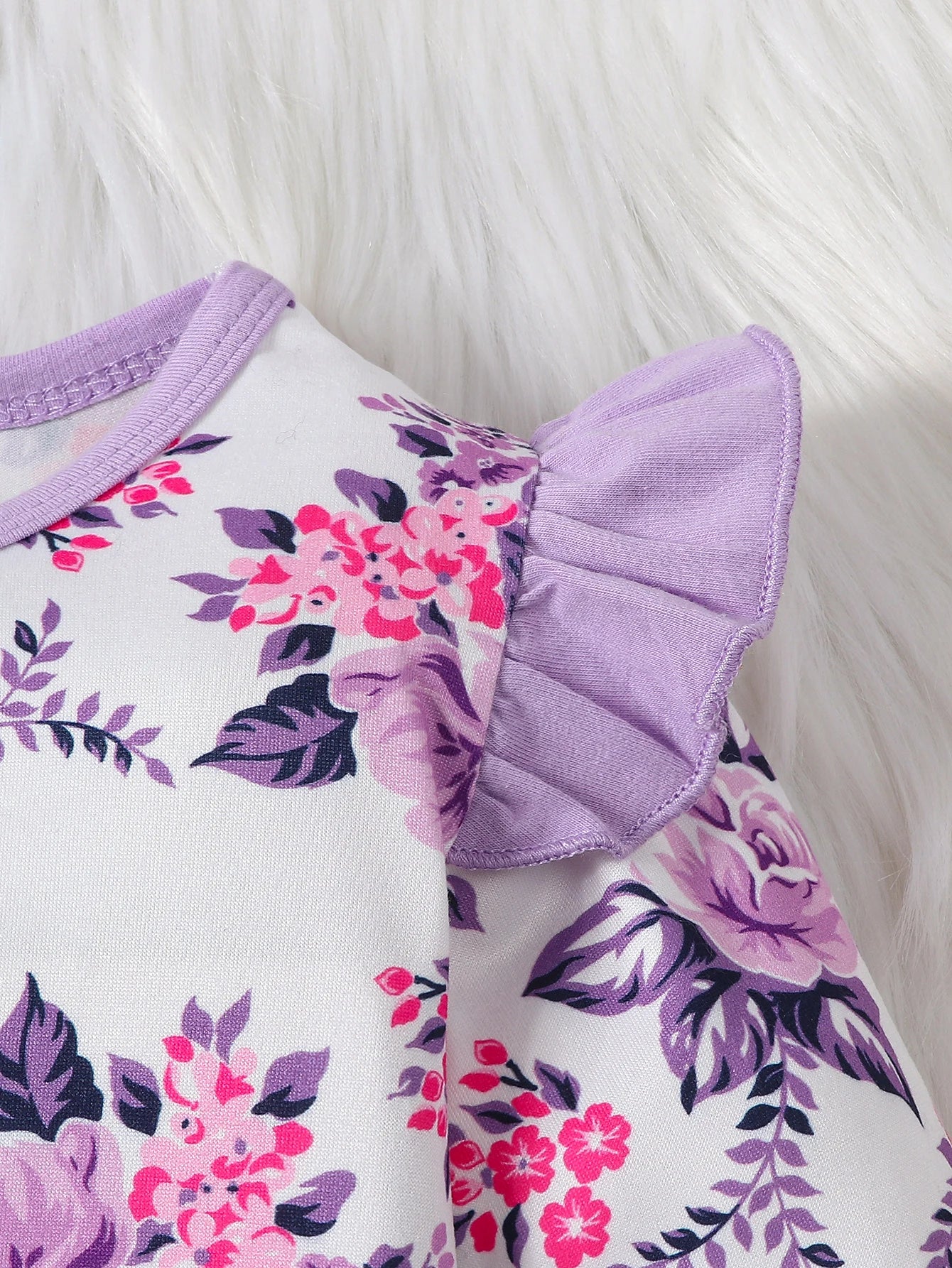 Ensemble barboteuse à imprimé floral pour nouveau-né fille avec bandeau à nœud – Image 4