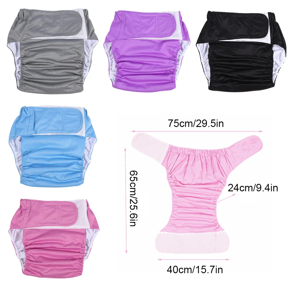 Couches lavables pour adultes pour personnes âgées et handicapées, couche réutilisable imperméable pour incontinence avec fermeture par scratch ajustable (plusieurs couleurs) – Image 6