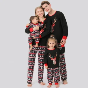 Ensemble de pyjamas assortis pour la famille, motif élan, maman, papa, enfants