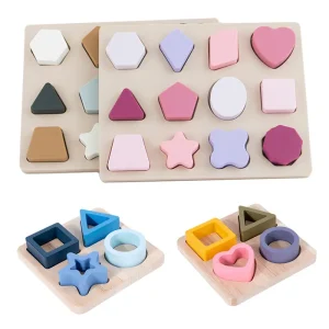 Puzzles en silicone pour bébé : planche d'association de formes géométriques