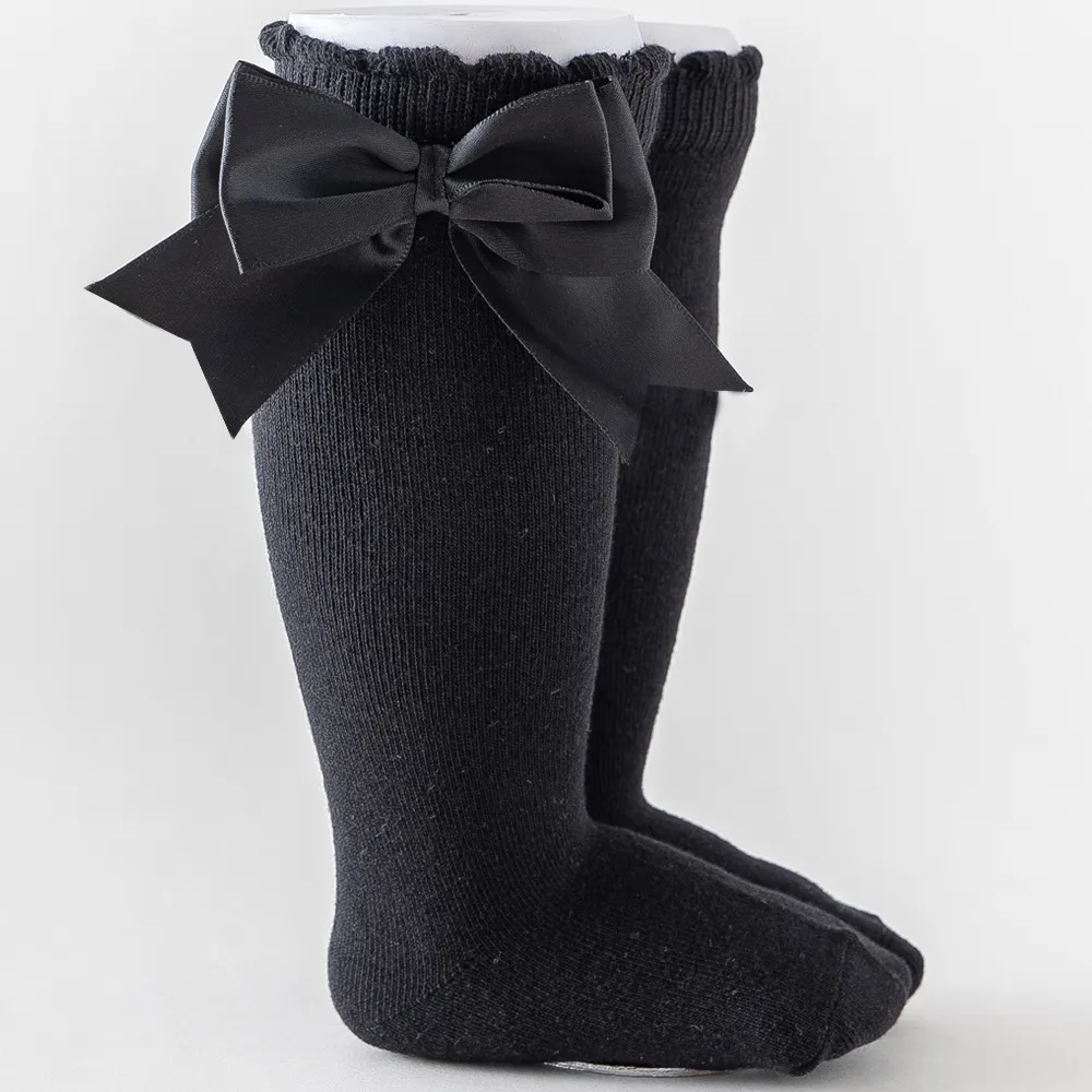 Chaussettes hautes pour enfants avec gros nœud (nouveau-né à 7 ans) – Image 8