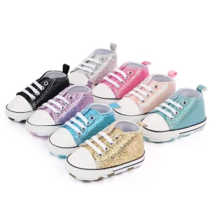 Chaussures bébé en toile à paillettes - Chaussures de marche décontractées et élégantes