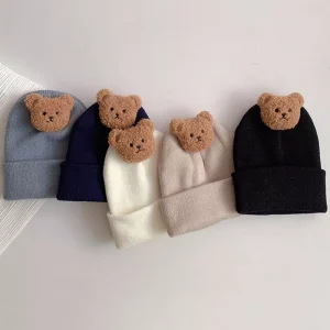 Bonnet tricoté pour bébé en forme d'ours mignon : bonnet chaud et confortable